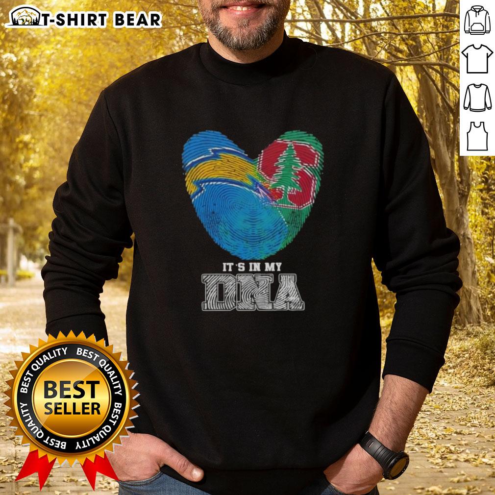 Awesome Fingerprints Los Angeles Chargers x Stanford Cardinal sweatshirt featuring bold DNA design.