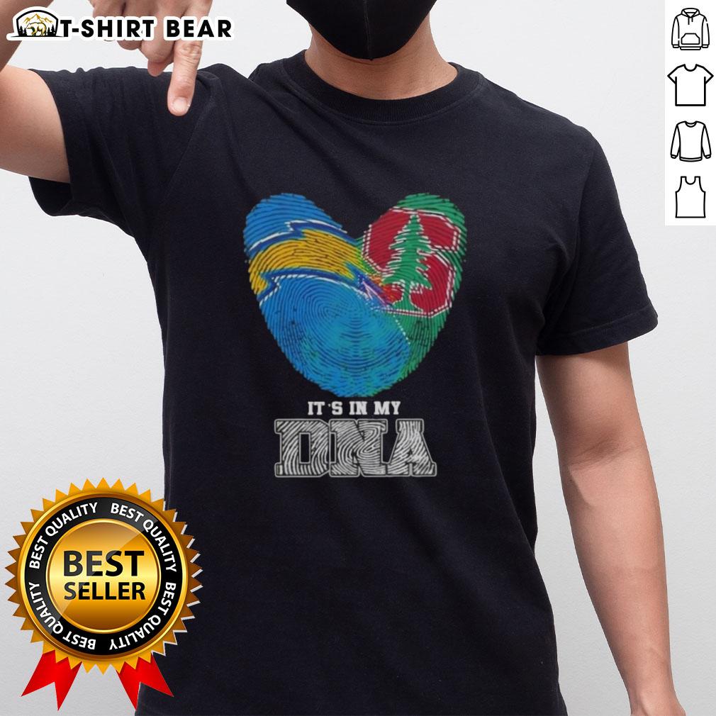 Awesome Fingerprints Los Angeles Chargers X Stanford Cardinal DNA T-Shirt showcasing team spirit and unique design.