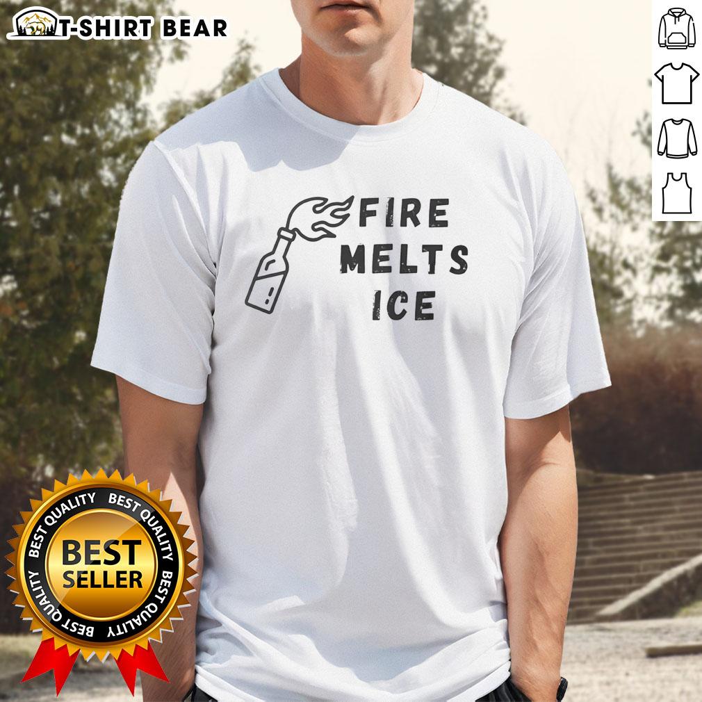 Awesome Fire Melts Ice T-Shirt featuring a vibrant graphic of flames and ice, perfect for bold fashion lovers.