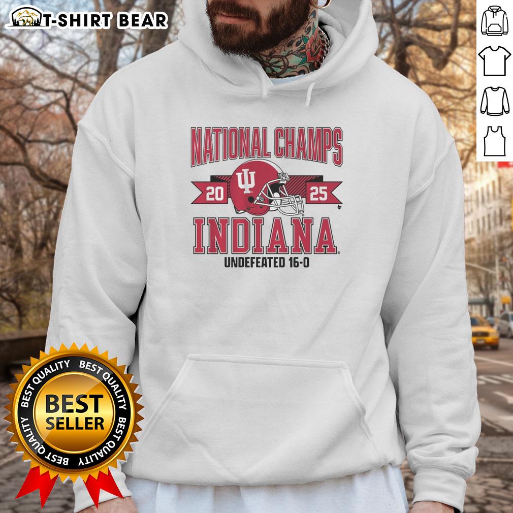 Awesome Indiana Football 2025 CFP National Champions arched helmet hoodie showcasing team spirit and style.