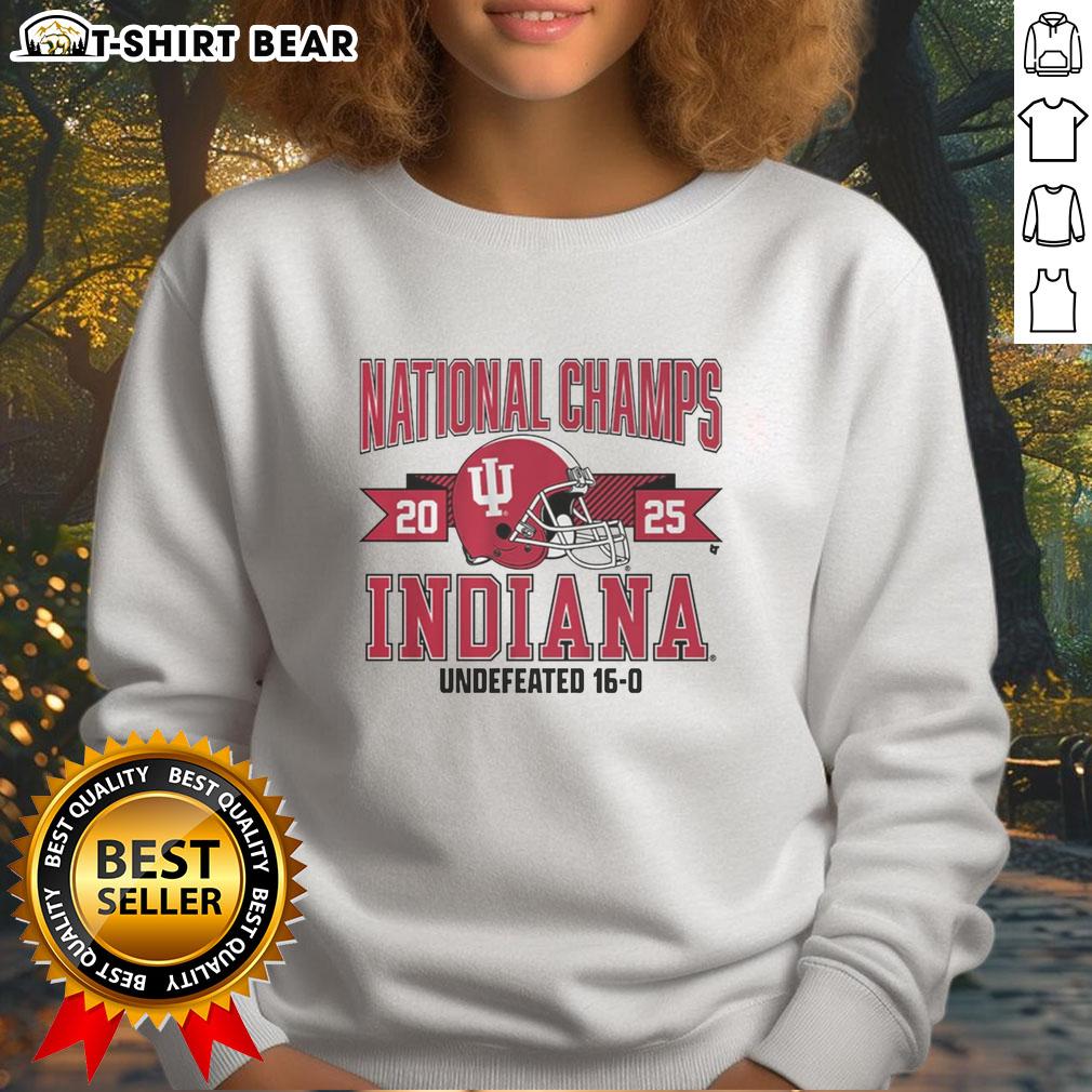 Awesome Indiana Football 2025 CFP National Champions arched helmet sweatshirt design, perfect for fans and supporters.
