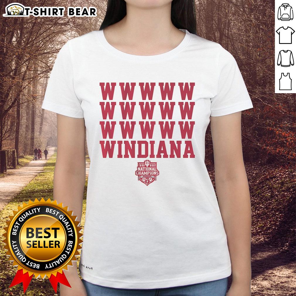 Awesome Indiana Football Windiana 2025 National Champions ladies tee featuring bold graphics and a stylish design.