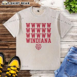 Awesome Indiana Football Windiana 2025 National Champions washed t-shirt featuring vintage design and team colors.