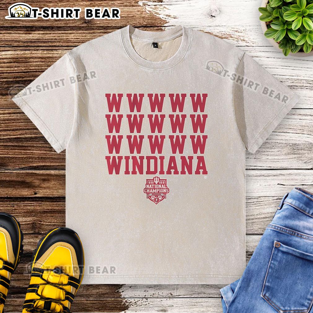 Awesome Indiana Football Windiana 2025 National Champions washed t-shirt featuring vintage design and team colors.