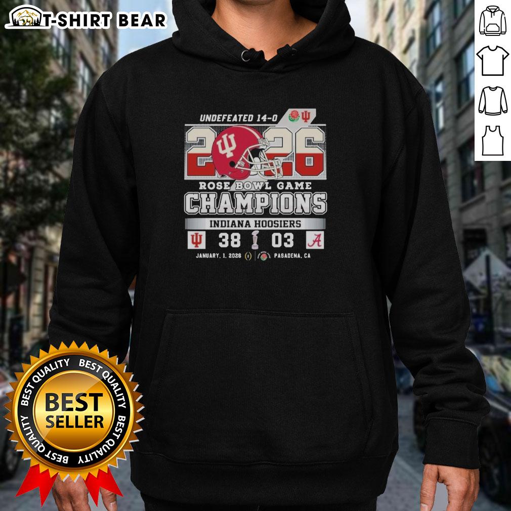 Awesome Indiana Hoosiers 2026 Rose Bowl Game Champions hoodie featuring bold team graphics and vibrant colors.
