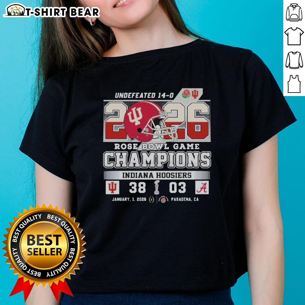 Awesome Indiana Hoosiers 2026 Rose Bowl Game Champions score on a stylish ladies tee, perfect for fans and supporters.