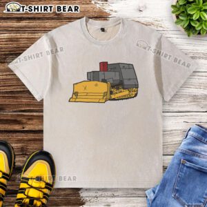Awesome Killdozer modified bulldozer graphic on a trendy washed T-shirt for enthusiasts and fans of unique apparel.