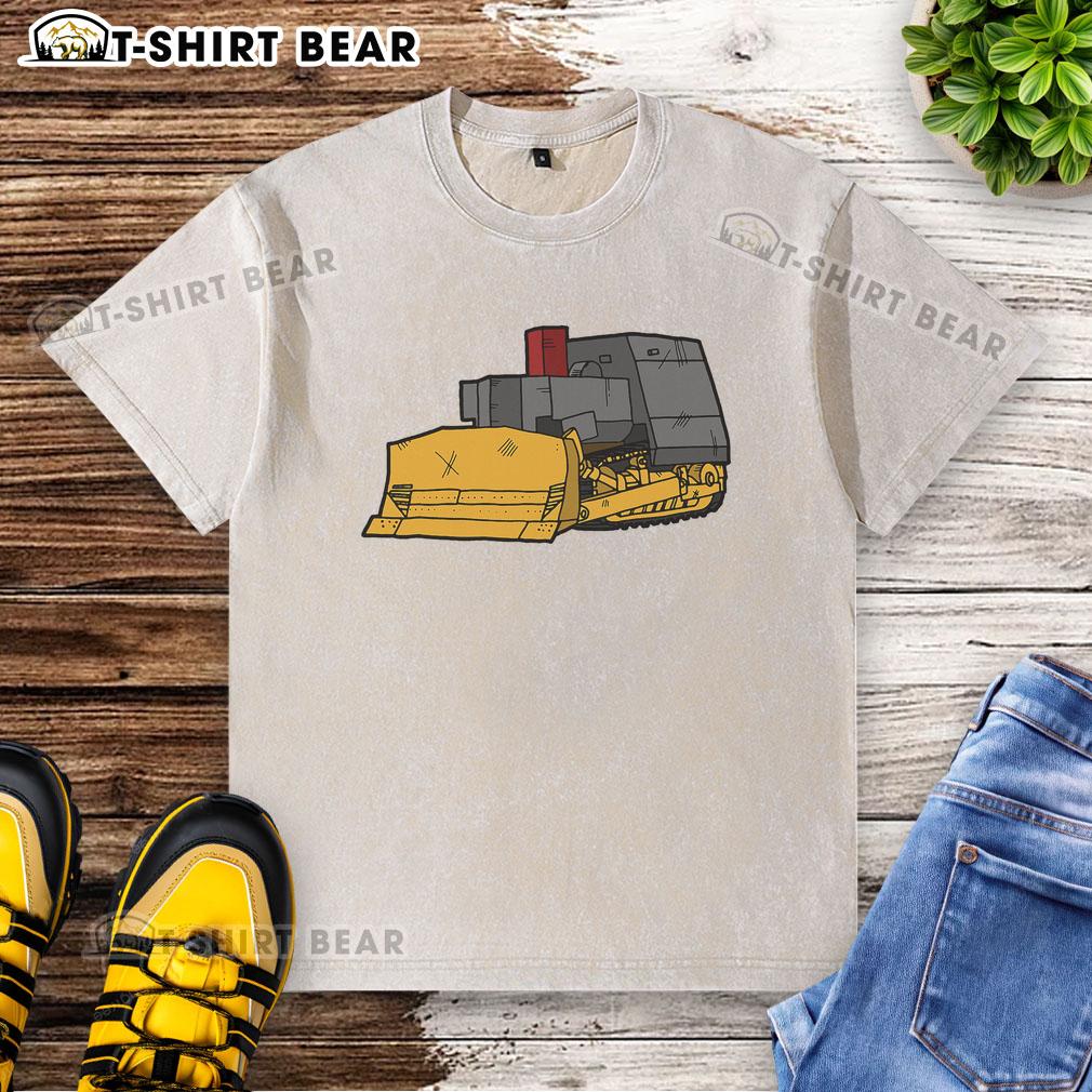 Awesome Killdozer modified bulldozer graphic on a trendy washed T-shirt for enthusiasts and fans of unique apparel.