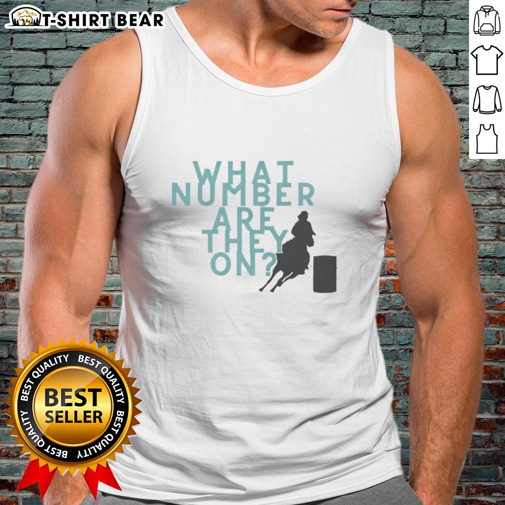 Alt Text: Awesome What Number Are They On tank top featuring a bold graphic design and vibrant colors for casual wear.