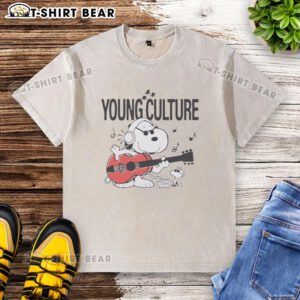 Awesome Young Culture Snoopy Drift Streetwear washed t-shirt featuring a vibrant Snoopy graphic on a casual fit.