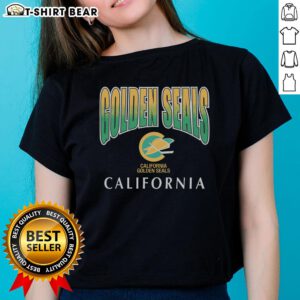 Cute California golden seals design on a vintage sweep down ladies tee, perfect for ocean lovers and casual wear.