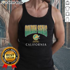 Alt Text: Cute California golden seals on a vintage sweep down tank top, perfect for beach lovers and marine life enthusiasts.