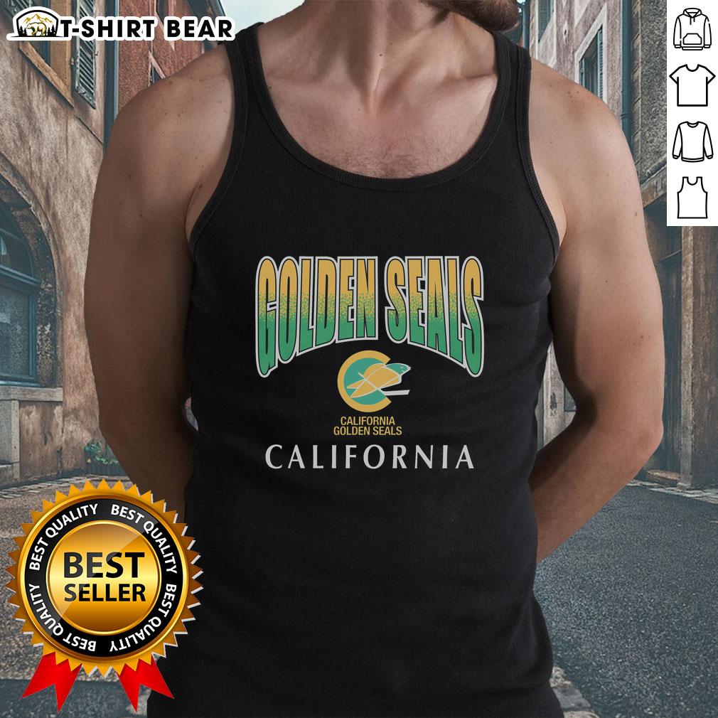 Alt Text: Cute California golden seals on a vintage sweep down tank top, perfect for beach lovers and marine life enthusiasts.