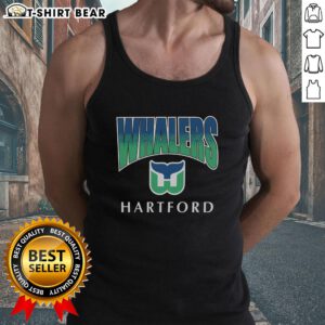 Alt Text: Cute Hartford Whalers vintage sweep down tank top featuring team logo and retro design, perfect for hockey fans.
