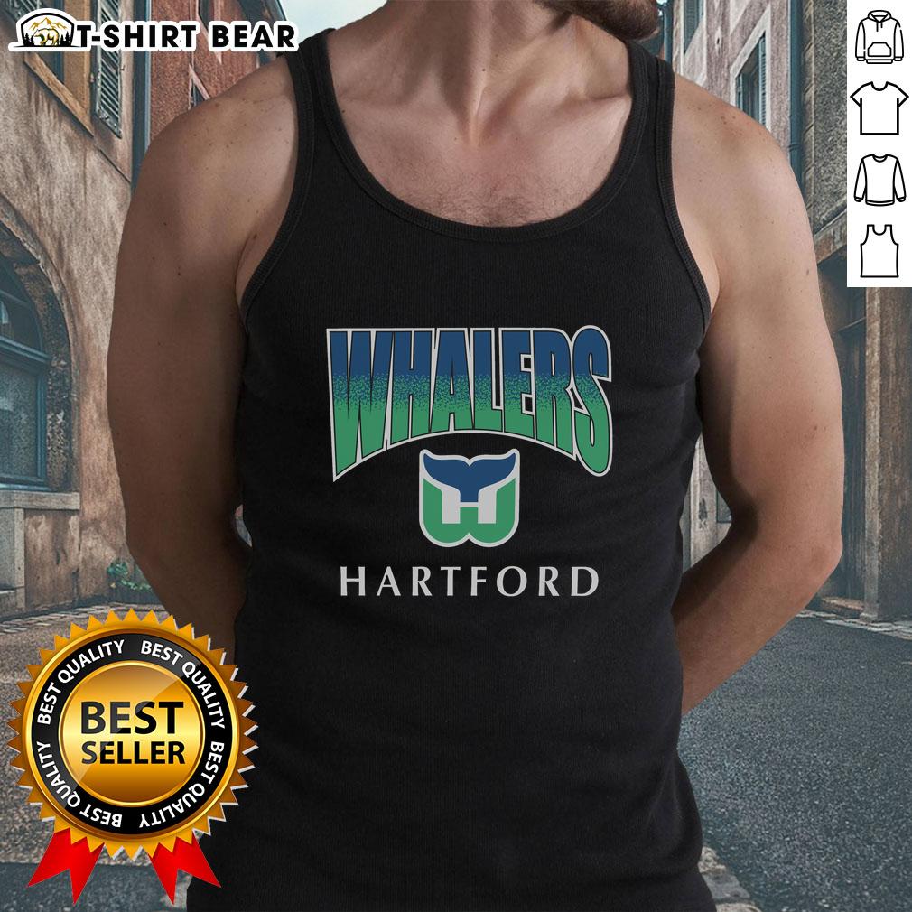 Alt Text: Cute Hartford Whalers vintage sweep down tank top featuring team logo and retro design, perfect for hockey fans.
