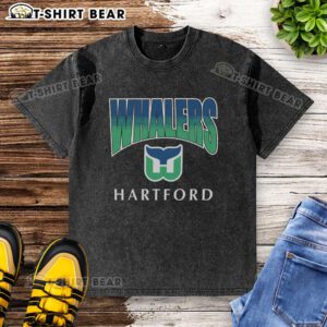 Cute Hartford Whalers vintage sweep down washed t-shirt in soft fabric, perfect for hockey fans and retro fashion lovers.