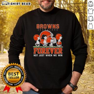 Cute Snoopy and Charlie Brown Cleveland Browns Forever sweatshirt, perfect for fans celebrating every game.