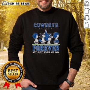 Cute Snoopy and Charlie Brown Dallas Cowboys Forever sweatshirt, perfect for fans celebrating team spirit year-round.