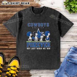 Alt Text: Cute Snoopy and Charlie Brown Dallas Cowboys Forever t-shirt showcasing fandom spirit, perfect for game days.
