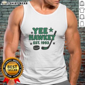 Funny Yee Hawkey Hockey tank top established in 1993, showcasing a playful design perfect for hockey fans and summer fun.