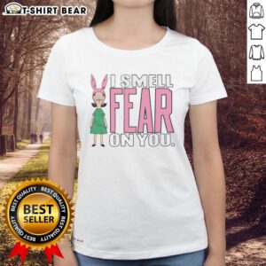 Good Bobs Burgers Louise 'I Smell Fear On You' tee featuring vibrant graphics and playful design for fans of the show.