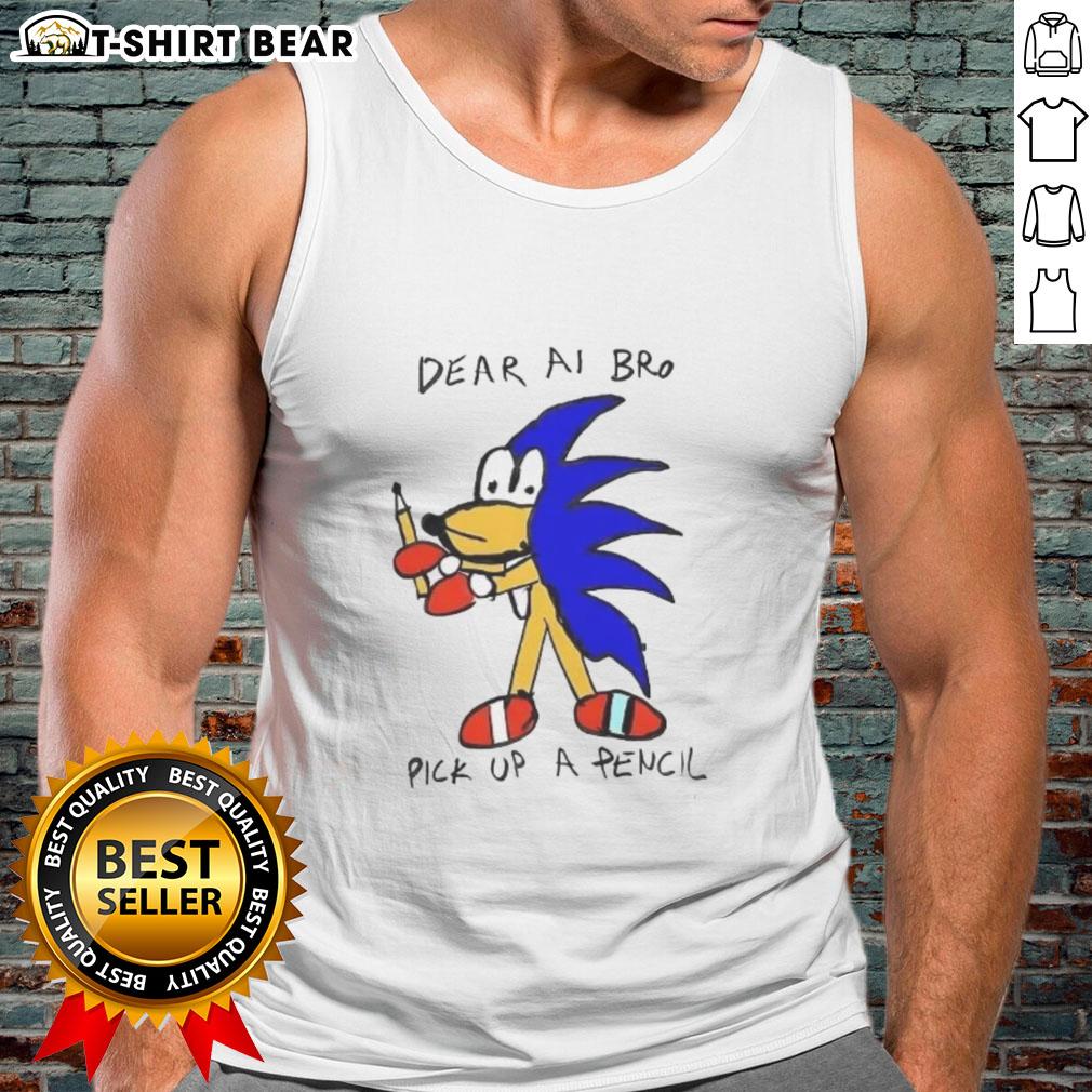 Good Dear AI Bro pick up a pencil tank top featuring a playful design perfect for casual wear and creative vibes.