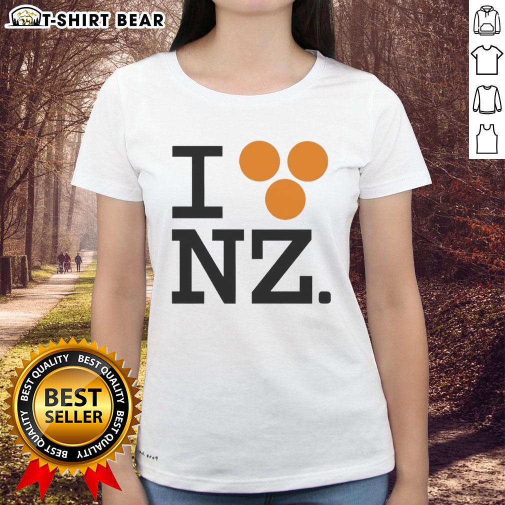 Good I Love NZ Orlando Bloom ladies tee featuring a stylish design and vibrant colors perfect for fans of the actor.