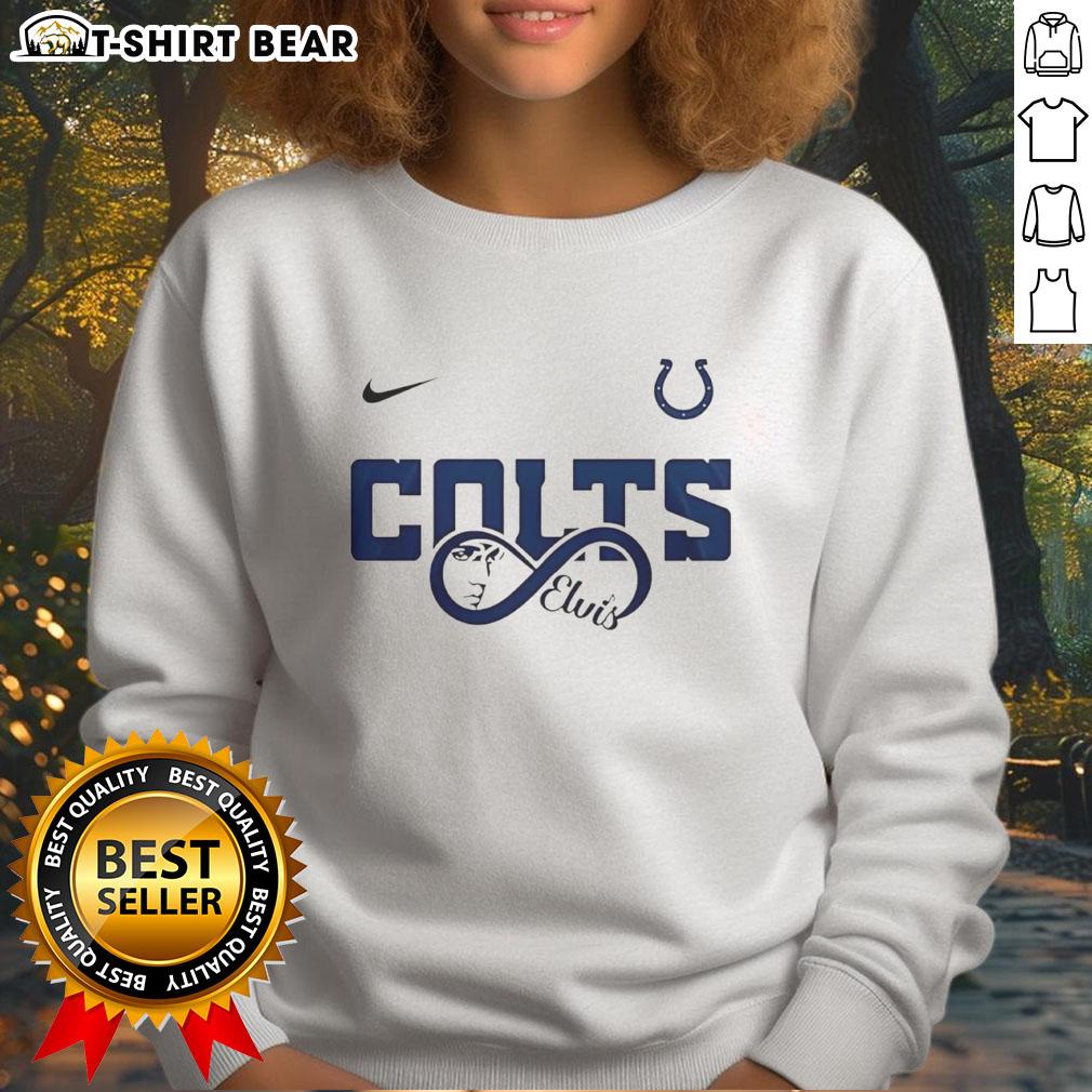 Good Indianapolis Colts NFL sweatshirt featuring Elvis Presley loves you design, perfect for fans and game day wear.