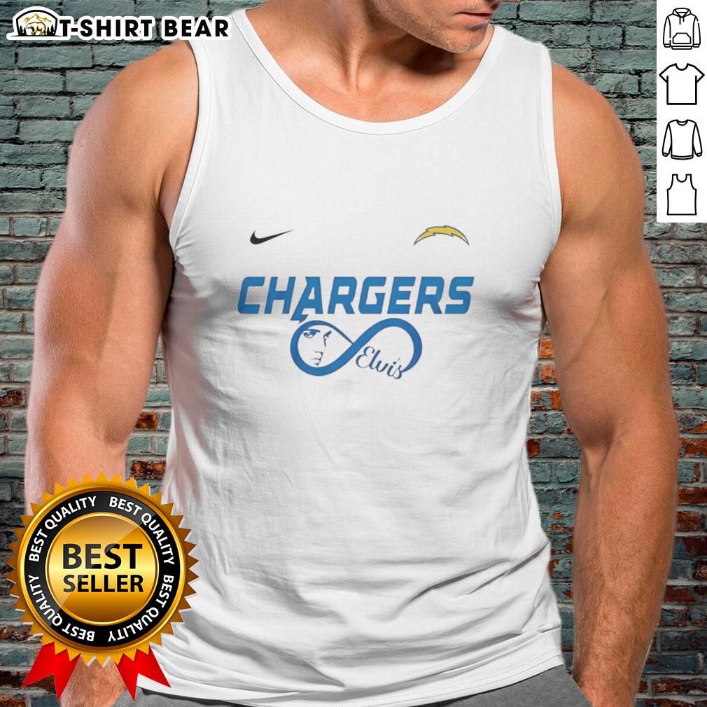 Good Los Angeles Chargers NFL Elvis Presley Loves You fan tank top featuring vibrant graphics and team spirit.