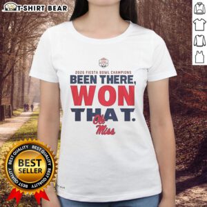 Good Ole Miss Rebels Fiesta Bowl Champions 2026 Ladies Tee featuring team logo and vibrant design.