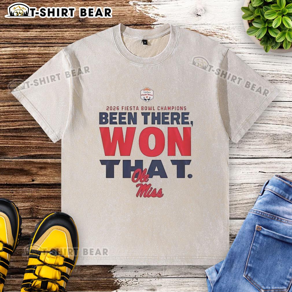 Good Ole Miss Rebels Fiesta Bowl Champions 2026 washed t-shirt featuring team logo and celebratory design.