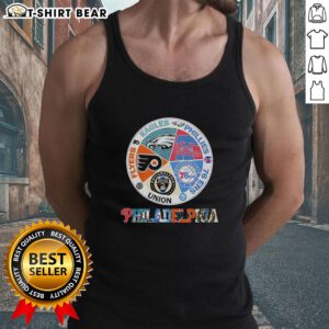 Good Philadelphia Teams tank top featuring Flyers, Eagles, Phillies, 76ers, and Union logos for sports fans.