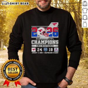 Good SMU Mustangs beat Arizona Wildcats at Holiday Bowl 2026 champions sweatshirt, featuring team logo and vibrant colors.