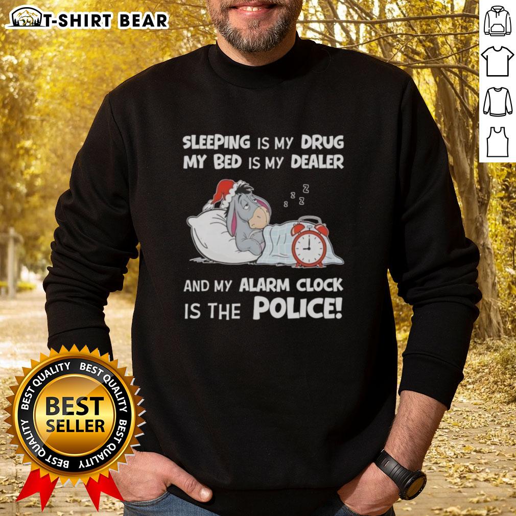 Good Sleeping Is My Drug sweatshirt featuring a humorous quote about sleep, perfect for cozy nights and relaxation.
