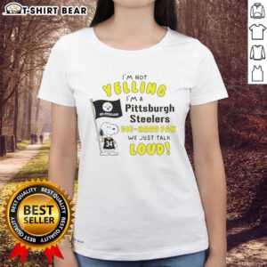 Alt Text: Good Snoopy shirt for Pittsburgh Steelers die-hard fans, featuring a funny graphic and bold lettering on a ladies tee.