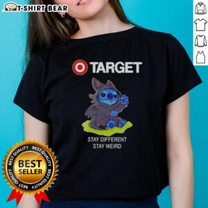 Happy Stitch Cosplay Toothless X Target Stay Different Stay Weird Ladies Tee featuring vibrant graphics and playful design.