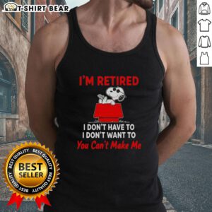 Hot Peanuts Snoopy 'I'm Retired' tank top featuring a playful Snoopy design, perfect for casual wear and Peanuts fans.