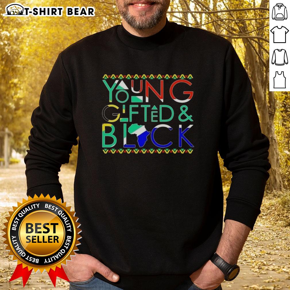 Alt Text: Hot Young Gifted and Black Africa Map Sweatshirt featuring a stylish design celebrating African heritage and culture.
