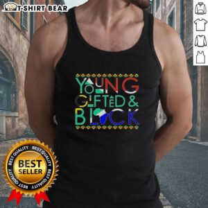Hot Young Gifted And Black Africa Map Tank Top featuring a vibrant graphic of Africa and a stylish design for cultural pride.