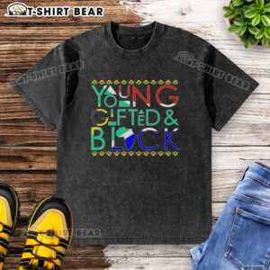 Alt Text: Hot Young Gifted And Black Africa Map Washed T-Shirt featuring a vibrant Africa map design in stylish colors.