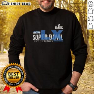 Nice 2026 Seattle Seahawks Super Bowl LX sweatshirt featuring bold graphics and comfortable design for fans.