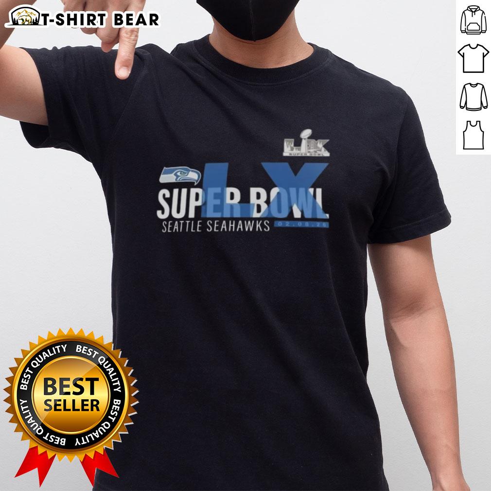 Nice 2026 Seattle Seahawks Super Bowl LX T-Shirt featuring bold team graphics and vibrant colors for fans.
