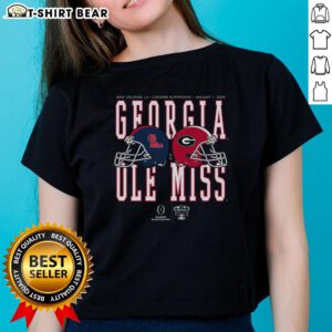 2026 Sugar Bowl matchup: Ole Miss vs Georgia helmet design on a ladies tee, perfect for football fans and game day.
