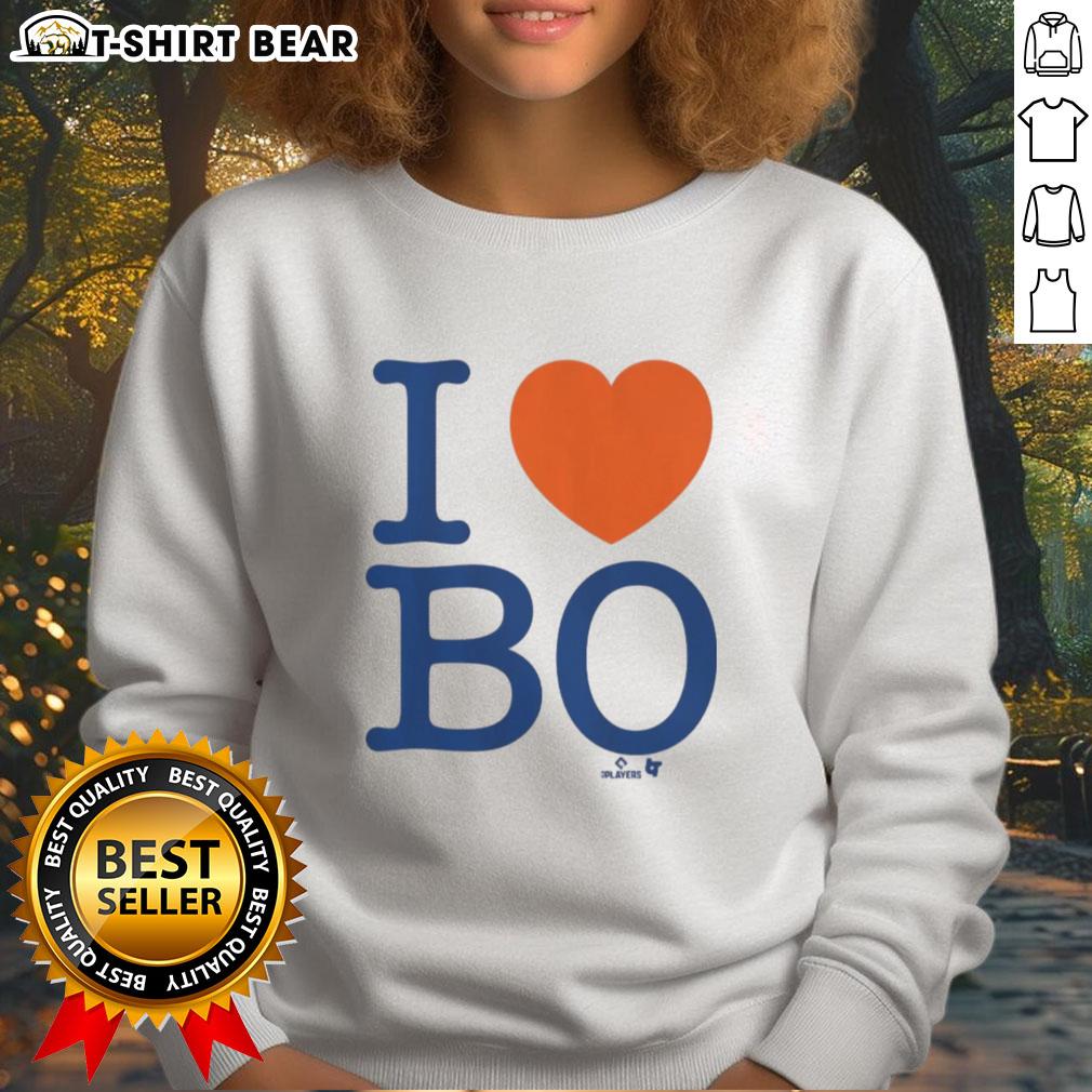 Cozy Nice Bo Bichette I Heart Bo sweatshirt featuring a stylish design for fans of the Toronto Blue Jays.