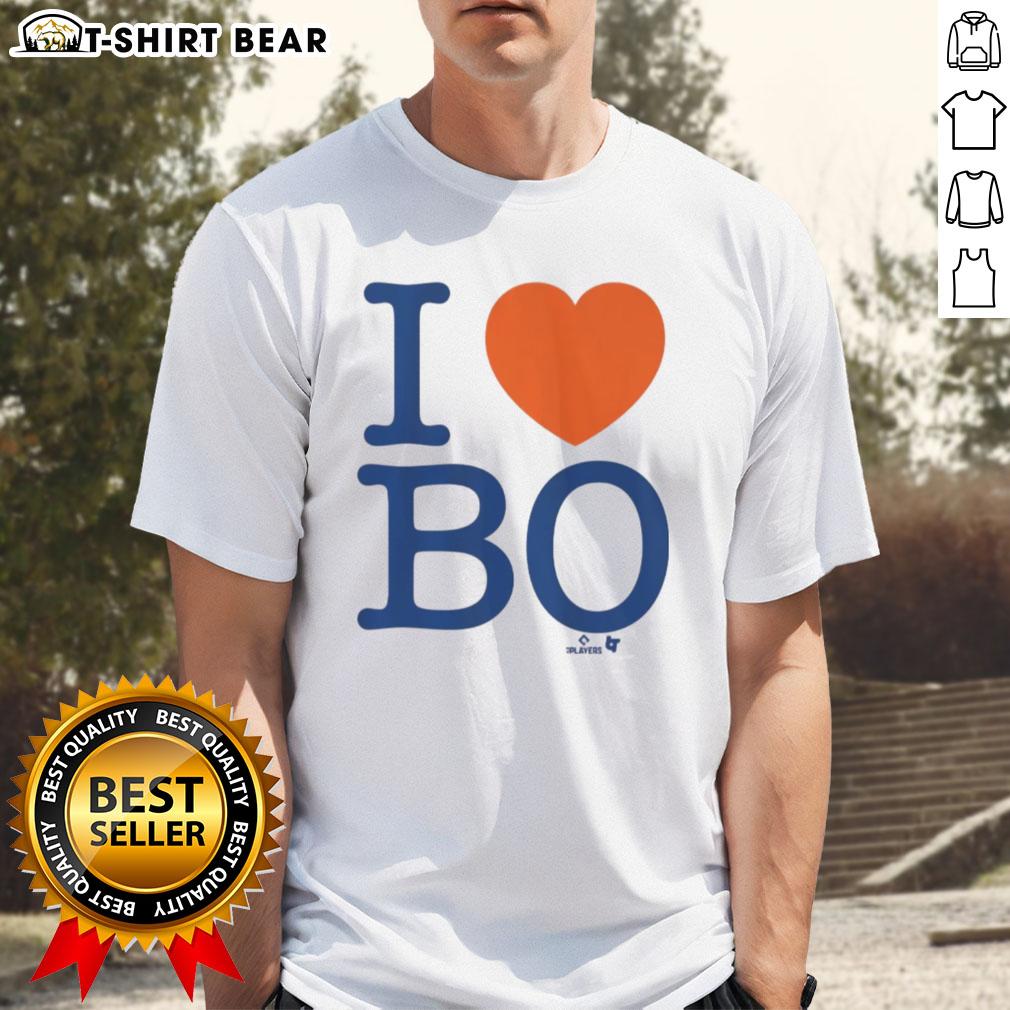 Alt Text: Nice Bo Bichette I Heart Bo T-Shirt featuring a stylish design for fans of the Toronto Blue Jays player Bo Bichette.