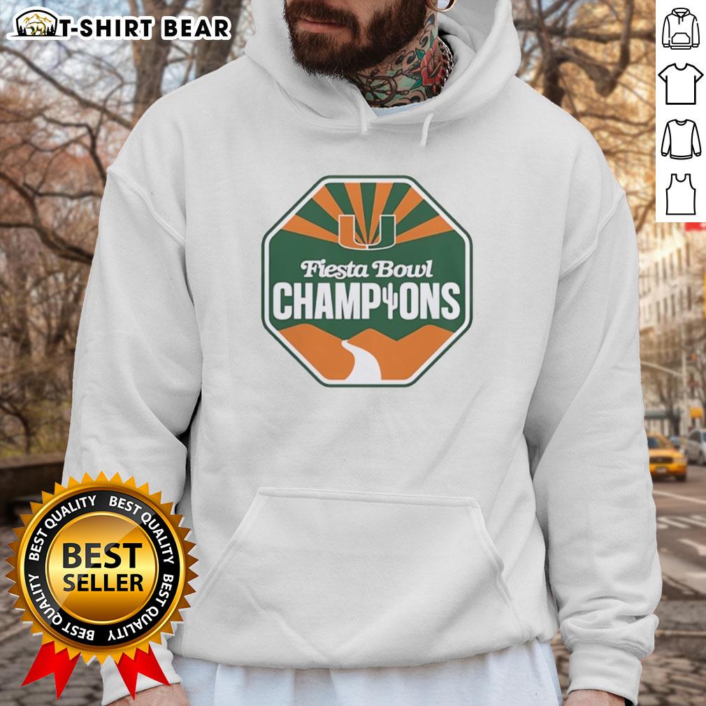 Nice Miami Hurricanes Football Fiesta Bowl Champions CFP 2026 Logo Hoodie showcasing vibrant team colors and design.