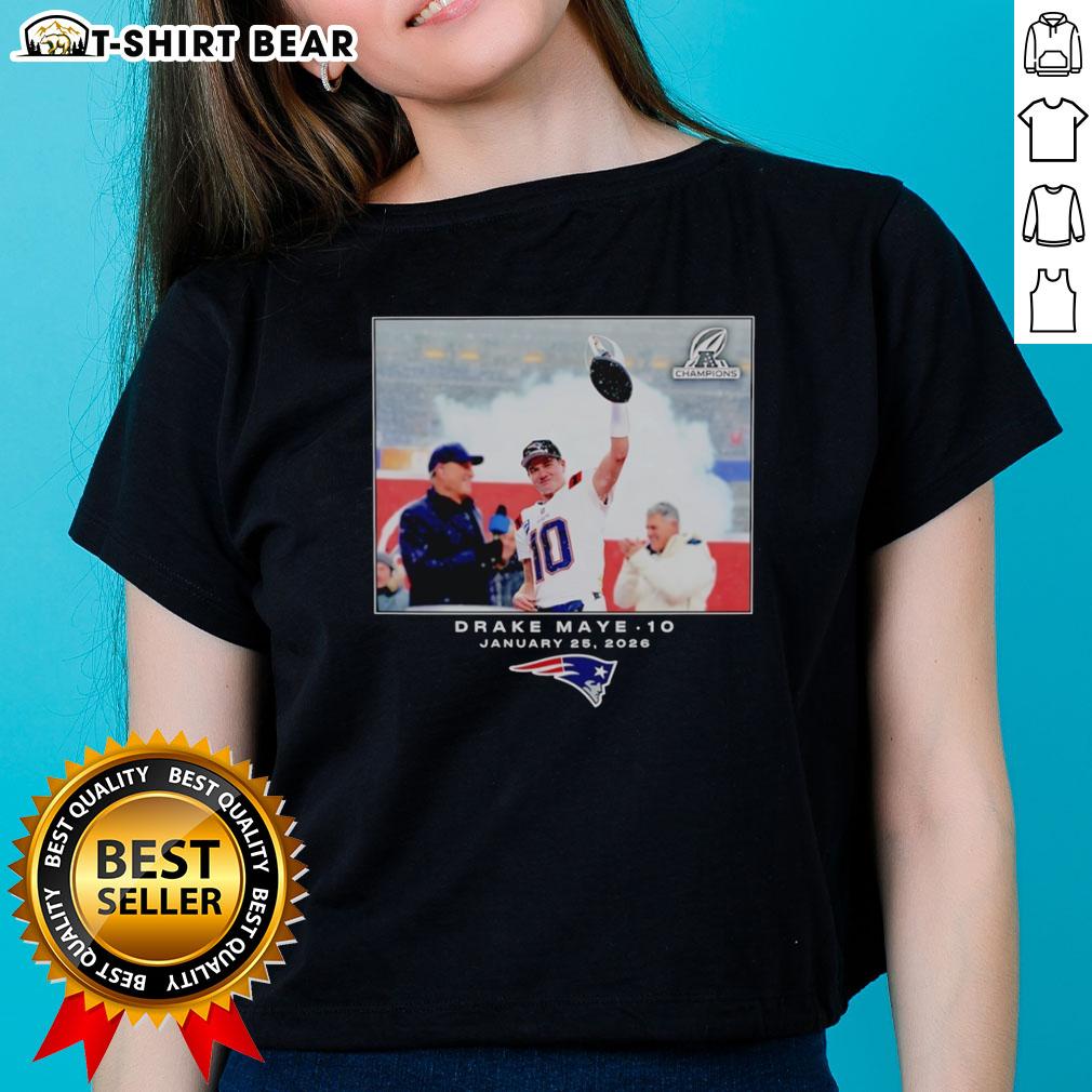 Drake Maye NFL 2026 photo featuring a stylish New England Patriots ladies tee, perfect for fans and fashion lovers.