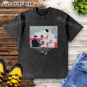 Drake Maye in a New England Patriots washed t-shirt, showcasing NFL 2026 style and team spirit.