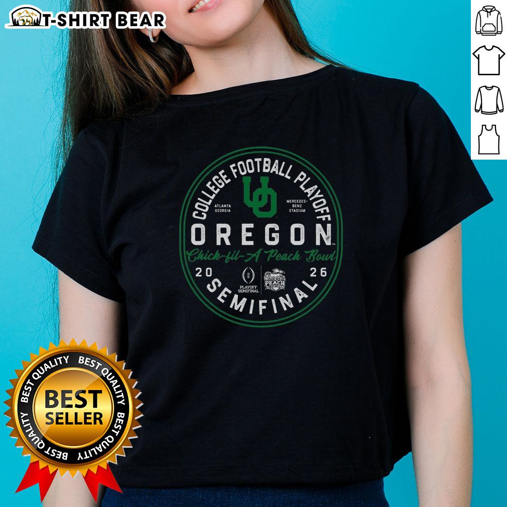 Nice Oregon 2026 Peach Bowl Bound ladies tee featuring vibrant design and comfortable fit for fans.