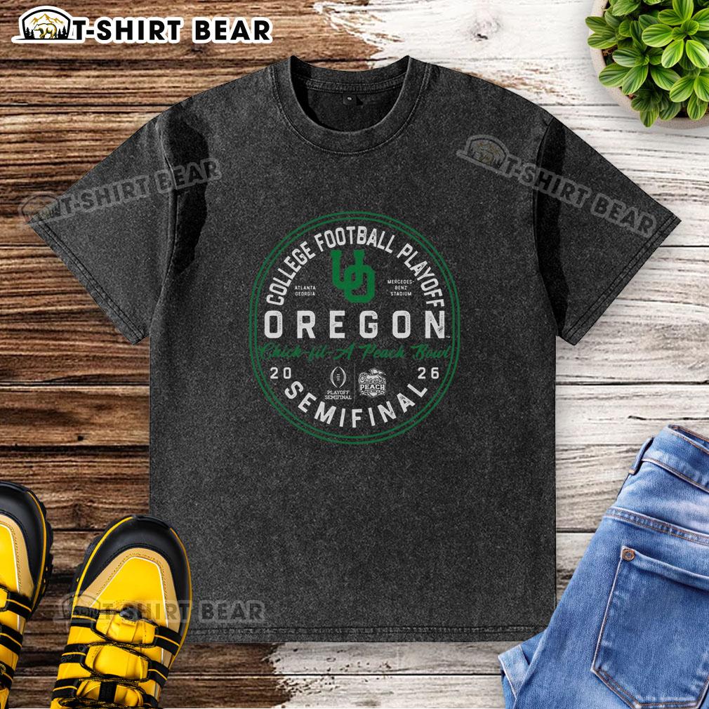Nice Oregon 2026 Peach Bowl Bound washed t-shirt showcasing team pride and vibrant colors for fans.